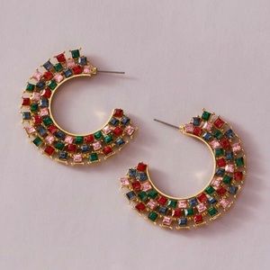 Rhinestone Cuff Hoop Earrings
